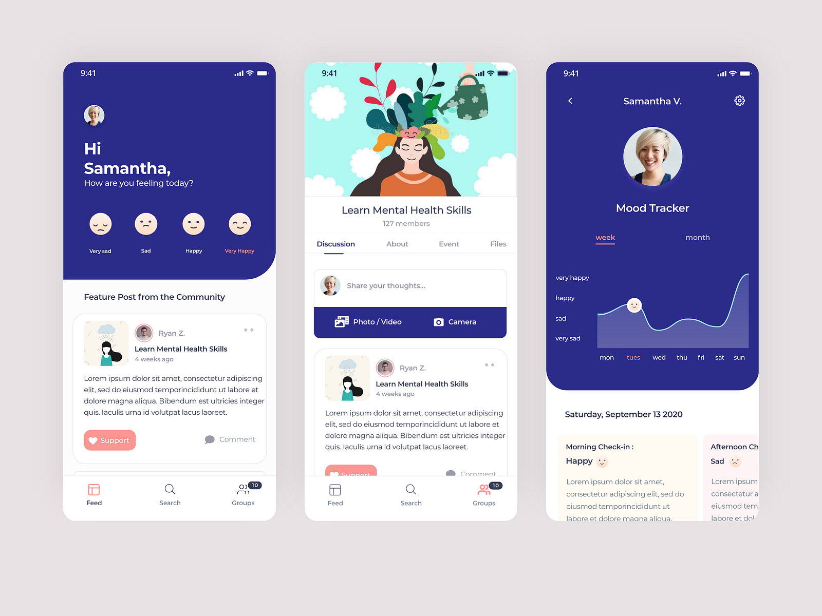 Mental health app by Washington Teran on Dribbble