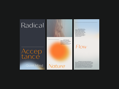 Healing Retreat Design Exploration 02 aesthetic blur branding concept delicate elegant experimental feminine glow gradient graphic design healing layout minimal orange retreat typography ui visual design web