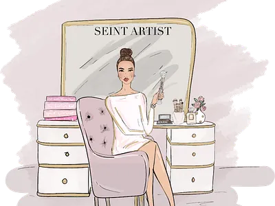 Fashion Illustration for Seint Artist branding design fashion fashion drawing fashion illustration fashion sketch illustration kentucky lexington logo makeup artist makeup branding makeup logo seint seint artist seint makeup