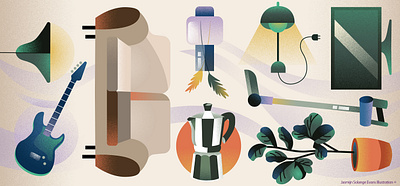 Household effects adobe illustrator adobe photoshop amsterdam coffee design dyson editorial holland household illustration interior lamp vase zwolle