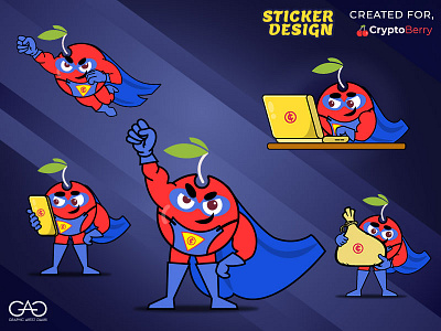 Cryptoberry Character - Sticker Design for telegram brand ambassador brand face character character design cryptocurrency cute character graphic design sticker design telegram stickers