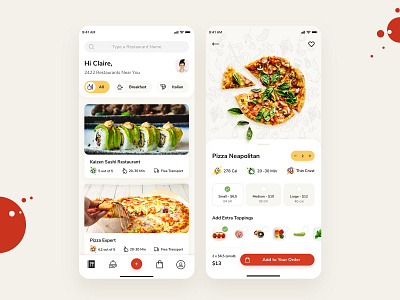 Pizza Mobile Screen app branding clean delivery design flat food illustration logo pizza restaurant sketch typography ui ux web