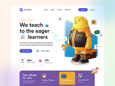 Tech Point || Header Exploration branding graphic design landingpage learning logo minimal online course studying ui uidesign uiux uiux design webdesign website design