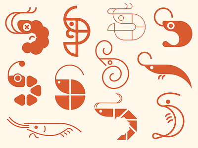 SHRIMPS 2d animal logo icon illustrator logo shrimp vector