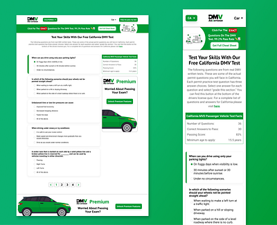 Freemium Driving Test Website design graphic design mobile responsive modern multiple choice quiz ui ui design usability ux