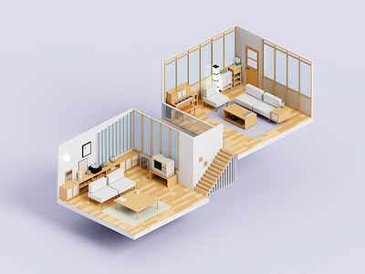 Floor Plan 3d architecture floor plan illustration minimal render room voxel voxelart