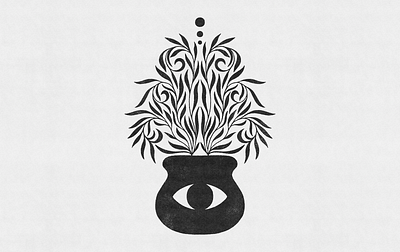 Rhythm album art art print esoteric evil eye flowers garden hand drawn illustration logo monochrome mystic nature plant illustration plant magic plants potted plant psychedelic psychedelic design trippy plant vintage