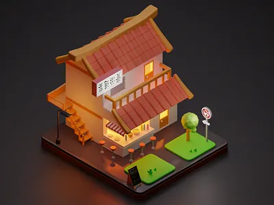 Japanese Fastfood 3d 3dillustration ar best 3d render best design blender design fastfood house inspiration isometric japanese vr