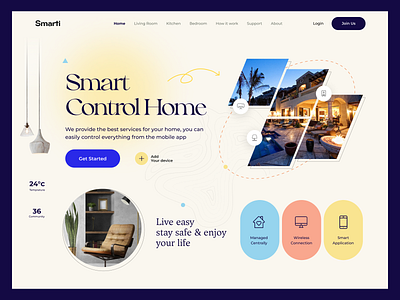 Smart Control Home automation banner clean control flatdes flatdesign home iot landing page smart home technology ui website