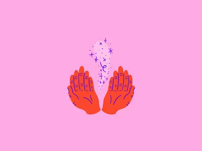 Magic cute fun hands hold illustration inktober magic person sparkles together witch witchy