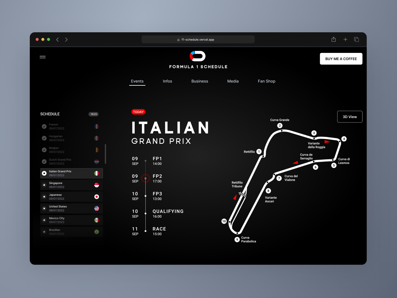 Formula One Schedule Website by Nicolas Rousseau on Dribbble