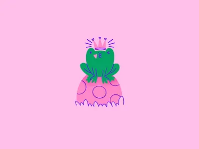 Frog Prince amphibian animal crown cute fairytale frog fun heart illustration inktober kiss prince princess rock royal spot story