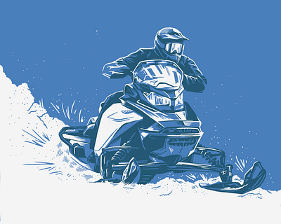 Snowmobiler hand drawn illustration power sports procreate ski doo snowmobile