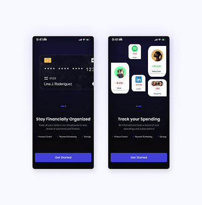 Financial App Onboarding cards design financeapp fintechapp landingpage mobile payment subscription uiux