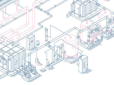 Isometric Swimming Pool 3d adobe illustrator design freelance graphic illustration industrial isometric linear page pool system technology thin line vector website