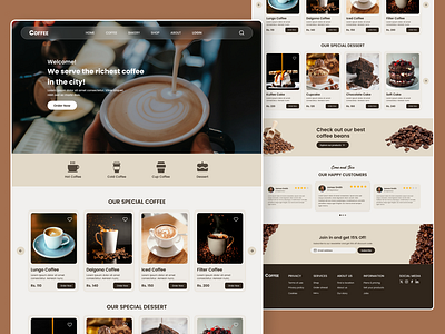 Coffee Shop Website Design coffee shop website figma figma website landing page design ui design ui ux design web design website design