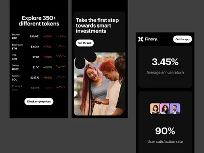 Finory responsive android android design app app design application crypto crypto branding crypto mobile app figma design ios ios design mobile mobile app solana ui ui design ux ux design