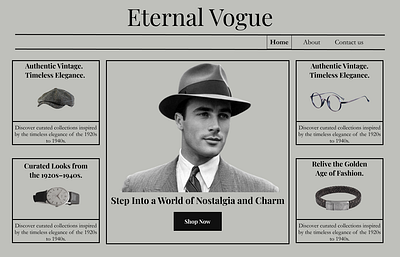 Eternal Vogue aesthetics fashion landing page ui ux vintage web design