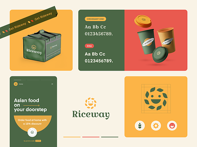 Logo concept for Riceway app asian branding delivery food logo