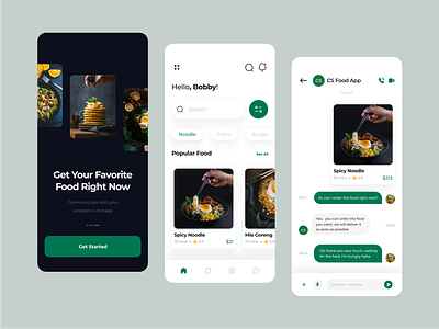 Food Order - Mobile App chat design food green menu mobile app online order order app ui uidesign user experience user interface ux