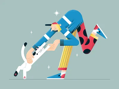 Just Dance animal cat color dance design digital flat illustration pattern people pet spots stars stripes vector