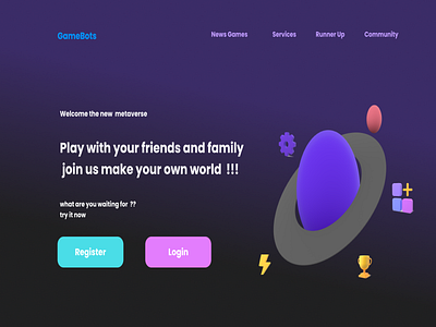 GameBots Homepage app branding design icon illustration logo typography ui ux