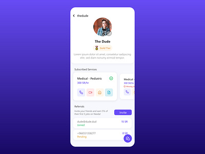 Freelancing gamification app - user profile app app design badge cards chat design freelance freelancing gamification ui ui deisgn user profile