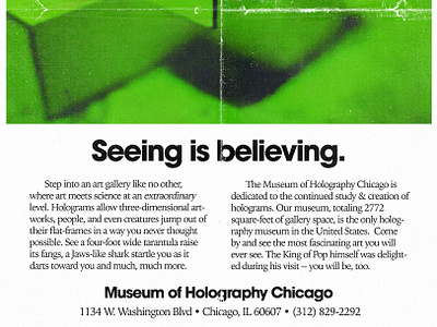 Museum of Holography Chicago (Unofficial) Vintage Print Advert advertisement fan art graphic design holography print print ad print advertisement typography vintage vintage inspired