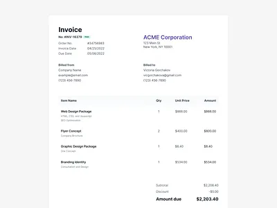 Invoice Page Design app branding design figma graphic design illustration logo typography ui ux vector