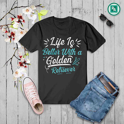 Dog T-shirt Design. Life Is Better With A Golden Retriever. branding custom design custom tshirt design design dog dog design dog pow dog tshirt dog typography dog typography tee dog vector dog vector art graphic design graphic t shirt icon illustration logo t shirt design ui