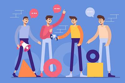 People Comunication Flat Illustration advertising brainstorming branding businessman career communication company conference corporate design discussion flat header illustration illustration logo team ui ui design vector web
