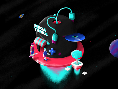 TikTok Kiosk 2/8 adventure asteroids branding exploration icon illustration isometric mall planets rocket shopping space tiktok ui vector