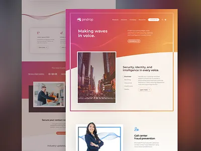 Pindrop branding design glow ui vector website