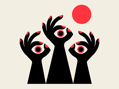 Yeah. Sure. Ok. abstract black design eyes geometric hands illustration red vector