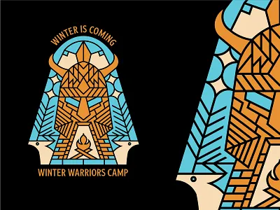 WARRIORS RUGBY apparel badge branding camp clothing deer geometric graphic design illustration line lineart logo merch minimalist monoline mountain outdoor tshirt warriors winter