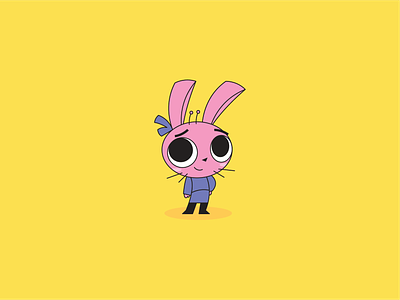 Meet Oggy character design chibi cute digital illustration eyes flat design pink purple rabbit vector yellow