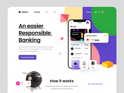 Website Design: Landing page for mobile app banking design digital bank finance fintech home page landing landing page landingpage online banking saas saas website ui ux web website website design