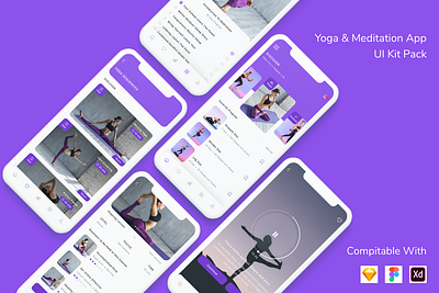 Yoga & Meditation App UI Kit app design kit meditation ui ux yoga