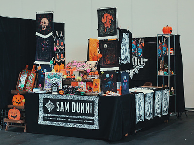 Designer Con art artist alley con convention design drawing halloween illustration market spooky stall