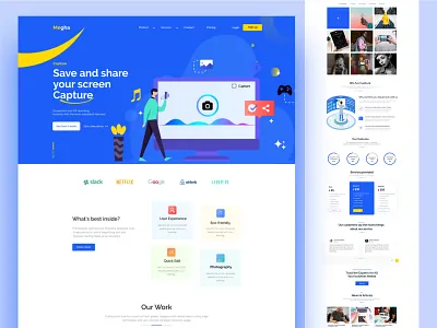 Capture landing page capture home page landing page photography slider studio template ui design ui designer uiinspiration uiux user interface design web design