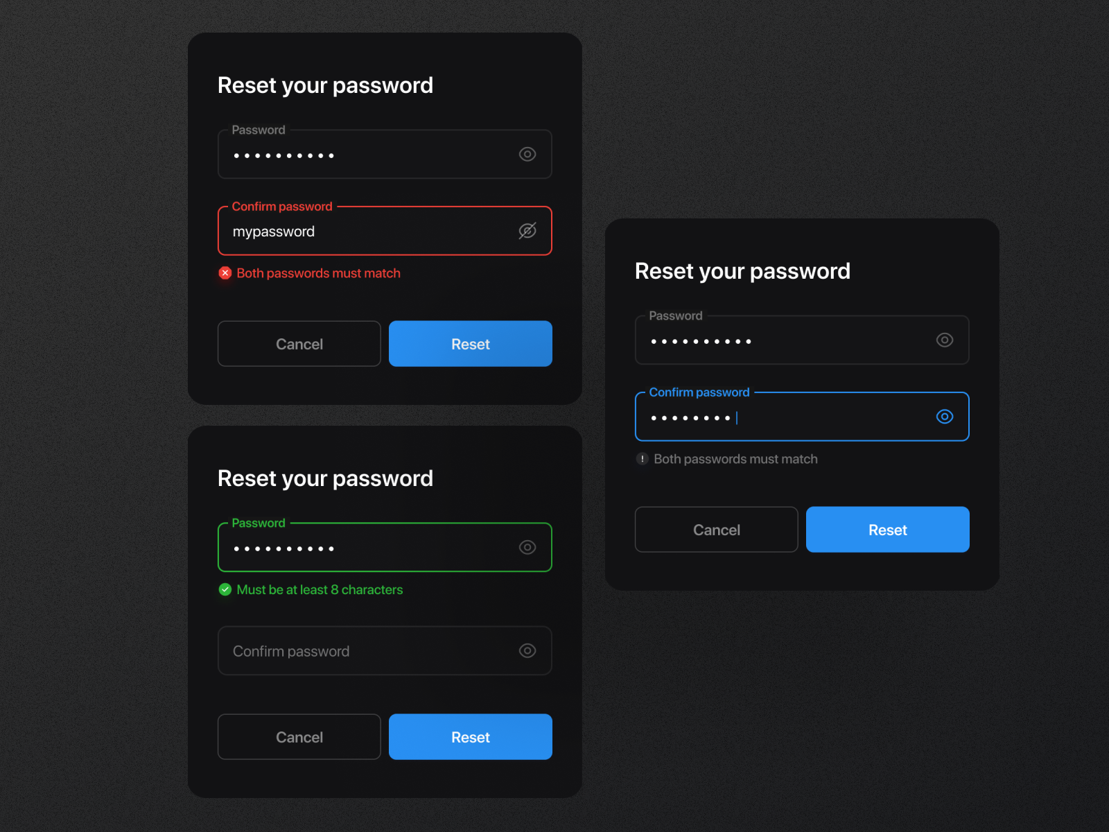 Forgot / Reset password flow by Marina Budarina on Dribbble