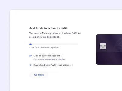 IO Onboarding account balance card flow graph link loading onboarding pending protip setup wait