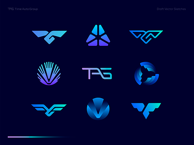 Team Auto Group Draft Vector Sketches auto car connection flag icon logo logodesign logotype market monogram panels rays sign symbol wings