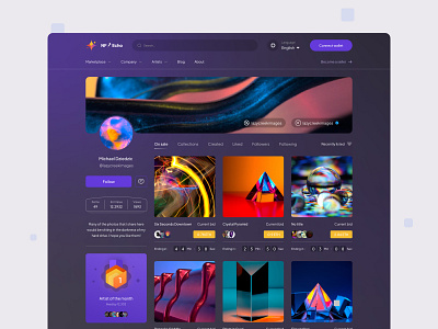 NF Echo | NFT Marketplace artwork binance bitcoin blockchain crypto cryptocurrency eth follow glass landing page marketplace nft nft marketplace non fungible token open sea rarible social user profile web web design