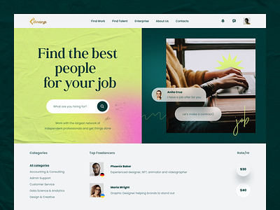 Freelance Marketplace concept dinarys dribbble2022 e commerce e marketplace freelance homepage interface landing page marketplace minimal product product design store trendy ui upwork ux web website design