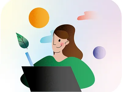 Vector woman designer 2022 branding design flat design gradient grain graphic design illustration illustrator mezzotint persona ui ux vector woman