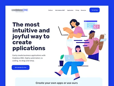 Landing page Design app blue computer design figma header illustration landing page vector website