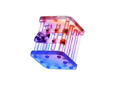 Caged II 3d 3d animation animated animation blender blender3d cage color colorful glass gradient illustration isometric