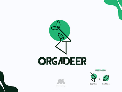 ORGADEER LOGO branding clean logo design creative logo creative logo design deer icon deer logo design deer logo design icon design farm logo design graphic design iconic logo design leaf icon logo design leaf logo design logo logo design minimal logo minimal vector logo design vector art vector art logo design vector logo design