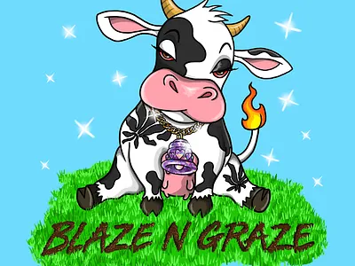 Blaze N Graze Logo branding cartoon cartoon art character design digital digital art digital illustration logo logo design